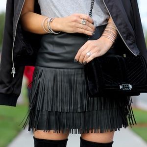 Trouvé Black Vegan Leather Fringed Skirt